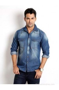 Rodid Men's Solid Casual Denim Shirt